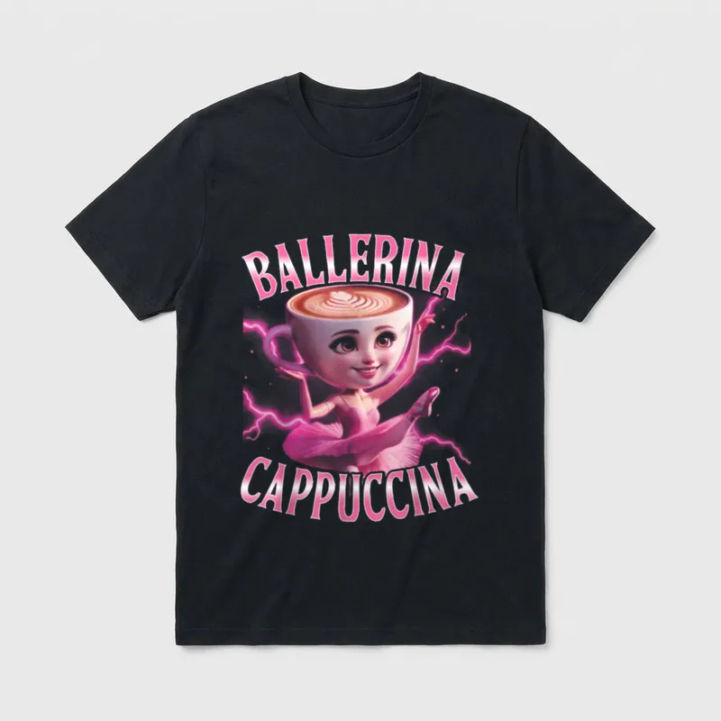 Italian Brainrot Meme Ballerina T-Shirt – Klassisches T-Shirt in Schwarz