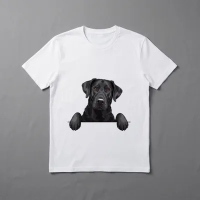 Lustiger schwarzer Labrador T-Shirt – Schwarzer Labrador mit Pfoten über dem Rand – Klassisches T-Shirt in Schwarz