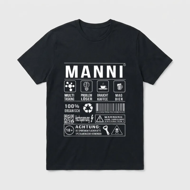 Vorname Manni Lustiger Spruch T-Shirt – Klassisches T-Shirt in Schwarz