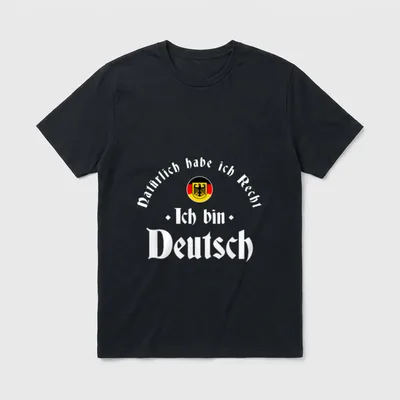 Ich bin Deutsch Lustige T-Shirt – Natürlich habe ich Recht - Ich bin Deutsch, Wappen im Rund – Klassisches T-Shirt in Schwarz