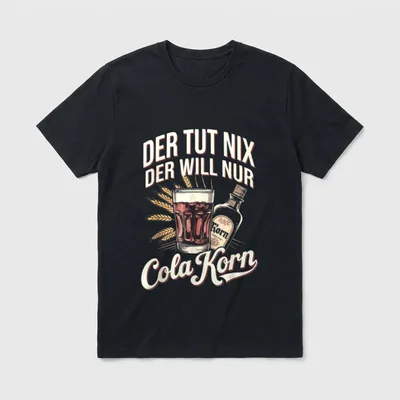 T Lustig Korn Cola Lustige Sprüche T-Shirt – Klassisches T-Shirt in Schwarz