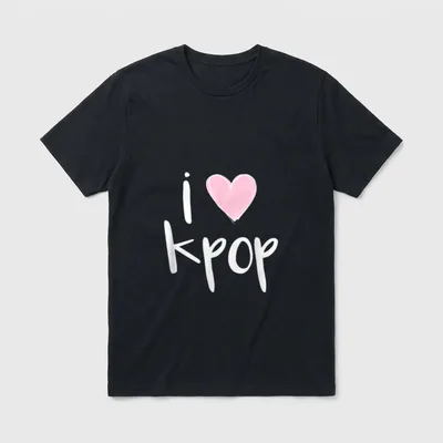 I Love Kpop Funny T-Shirt – Schriftzug „i“, rosa Herz, „kpop“ in Handschrift – Klassisches T-Shirt in Schwarz