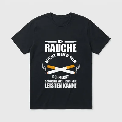 Rauchen Humor Zigarette Spaß T-Shirt – Spruch über gekreuzten Zigaretten mit Rauchschwaden – Klassisches T-Shirt in Schwarz