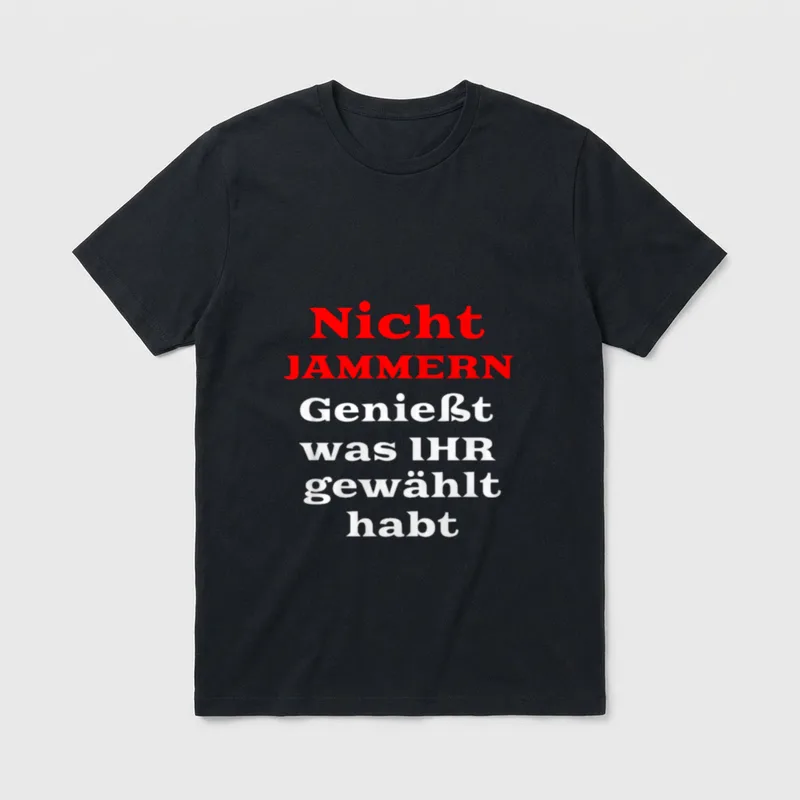 Nicht jammern! Genießt lieber T-Shirt – Klassisches T-Shirt in Schwarz