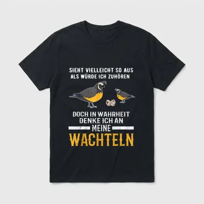 lustiges Ich denke T-Shirt – Zwei Wachteln mit Eiern, Spruch über Wachteln im Kopf – Klassisches T-Shirt in Schwarz