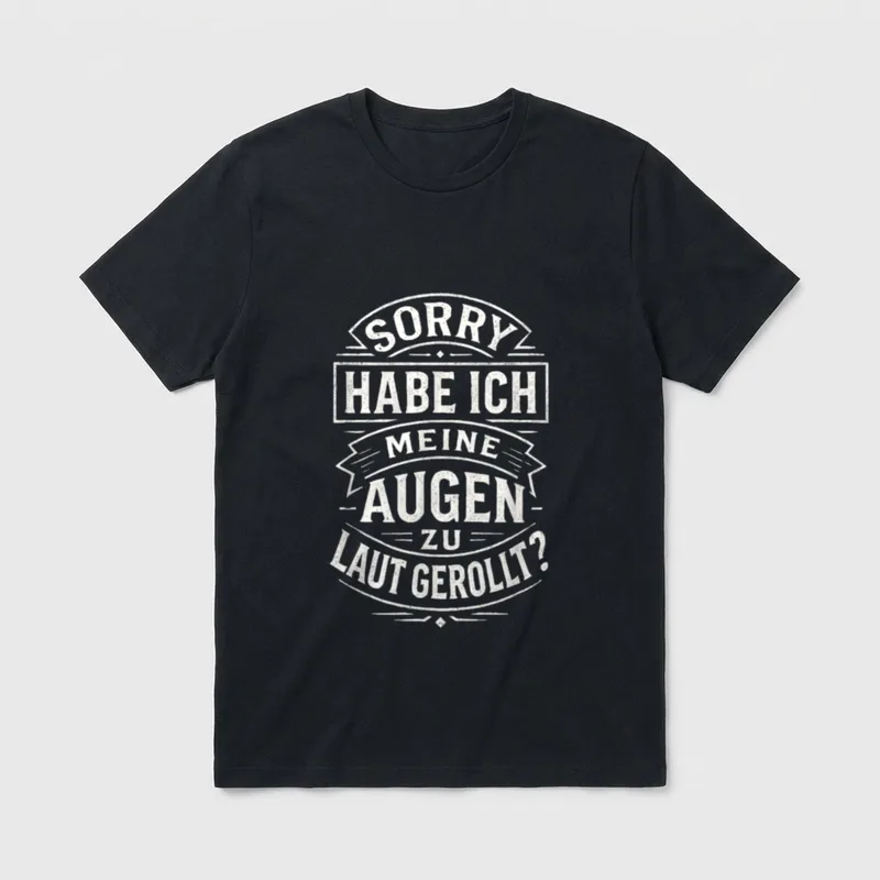 Sorry Augen zu laut T-Shirt – Schriftzug „Sorry habe ich meine Augen zu laut gerollt?“ – Klassisches T-Shirt in Schwarz