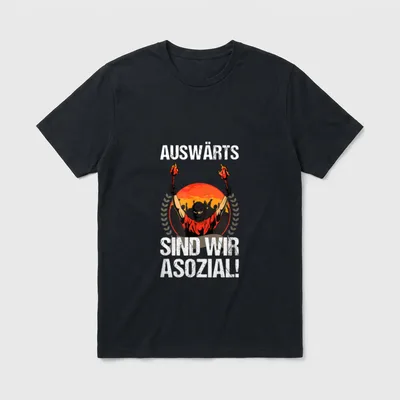 Auswärts sind wir asozial T-Shirt – Klassisches T-Shirt in Schwarz