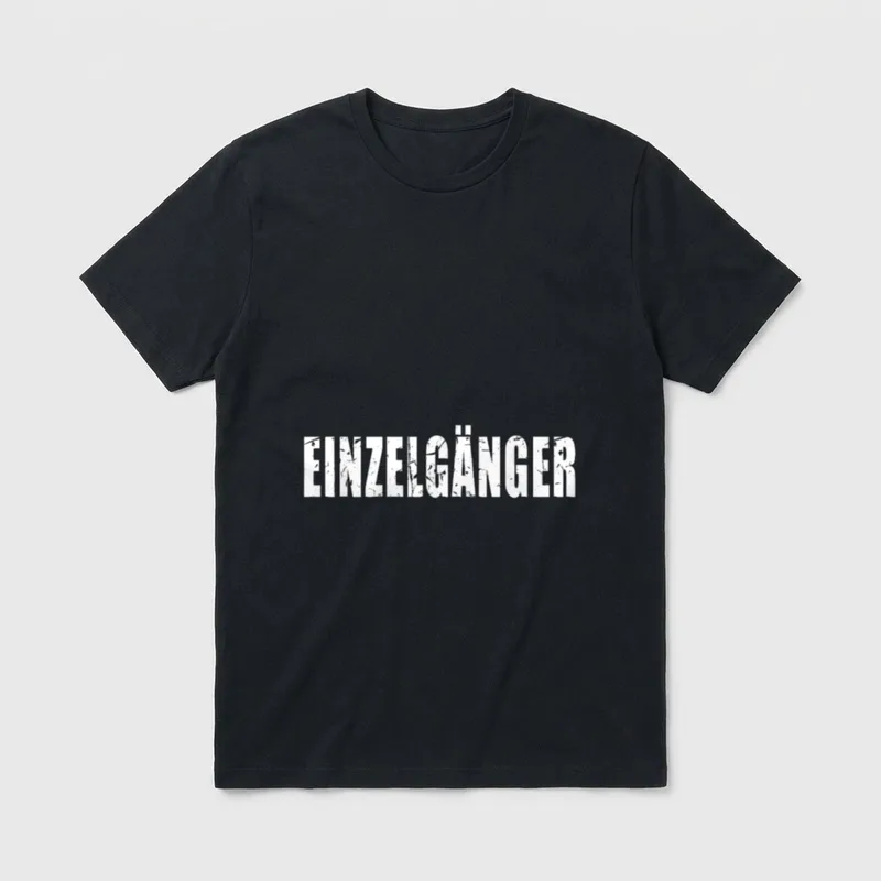 Einzelgänger Ich bin T-Shirt – Weißer Schriftzug „EINZELGÄNGER“ in verwittertem Look – Klassisches T-Shirt in Schwarz