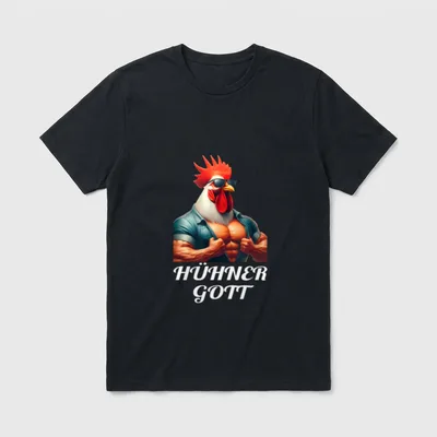Hühnergott lustiges Design T-Shirt – Klassisches T-Shirt in Schwarz