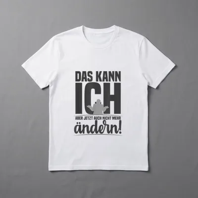 Das Kann Ich Aber T-Shirt – Schriftzug mit achselzuckender Figur zwischen den Zeilen – Klassisches T-Shirt in Schwarz