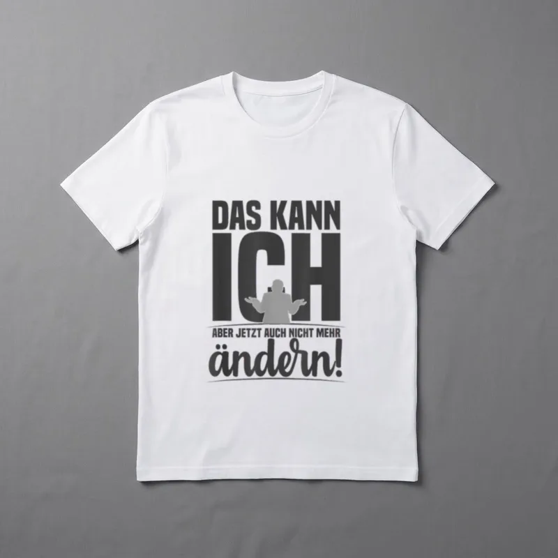 Das Kann Ich Aber T-Shirt – Schriftzug mit achselzuckender Figur zwischen den Zeilen – Klassisches T-Shirt in Schwarz