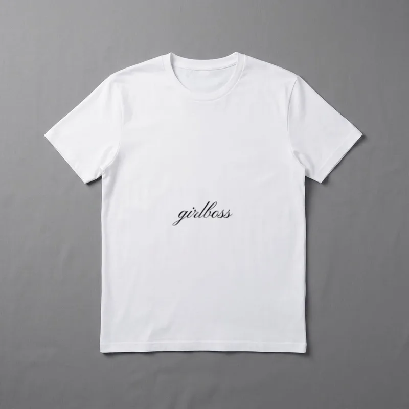 Girlboss Spruch mit Spruch T-Shirt – Schriftzug „girlboss“ in schwarzer Schreibschrift – Klassisches T-Shirt in Schwarz