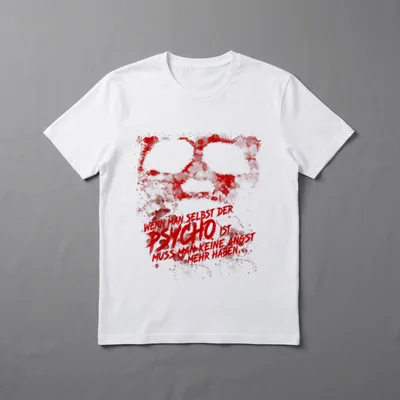Wenn man selbst T-Shirt – Totenkopf aus roten Farbspritzern mit Spruch über Psycho-Sein – Klassisches T-Shirt in Schwarz