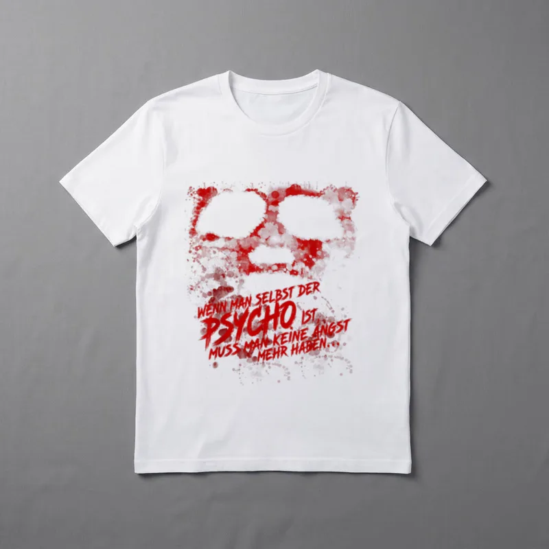 Wenn man selbst T-Shirt – Totenkopf aus roten Farbspritzern mit Spruch über Psycho-Sein – Klassisches T-Shirt in Schwarz