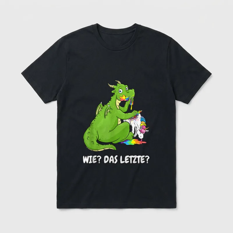 Lustiges Drachenshirt der letzte T-Shirt – Klassisches T-Shirt in Schwarz