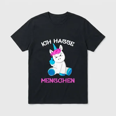 Ich Hasse Menschen Einhorn T-Shirt – Klassisches T-Shirt in Schwarz