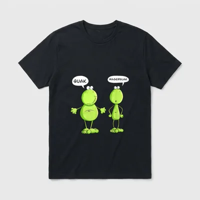 Quak Und Magerquak Frosch T-Shirt – Runder Frosch ruft QUAK, schlanker Frosch MAGERQUAK – Klassisches T-Shirt in Schwarz
