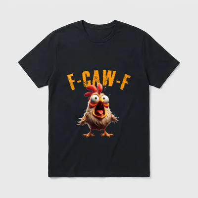 F-CAW-F Lustiges Huhn Scream T-Shirt – Klassisches T-Shirt in Schwarz
