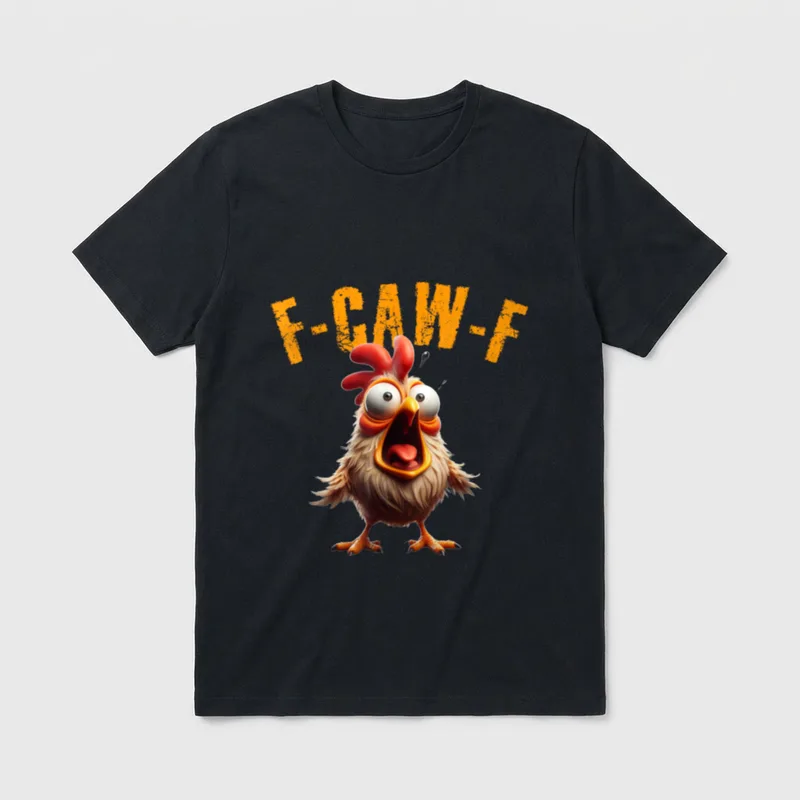 F-CAW-F Lustiges Huhn Scream T-Shirt – Klassisches T-Shirt in Schwarz