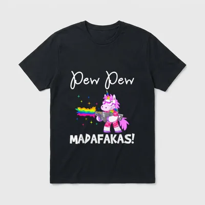 PEW Madafakas Lustiges Einhorn T-Shirt – Klassisches T-Shirt in Schwarz