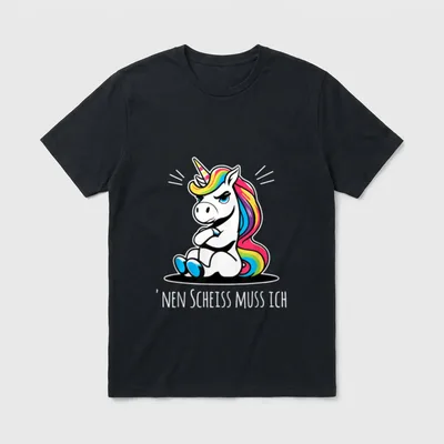 Lustiges Einhorn mit frechem T-Shirt – Klassisches T-Shirt in Schwarz