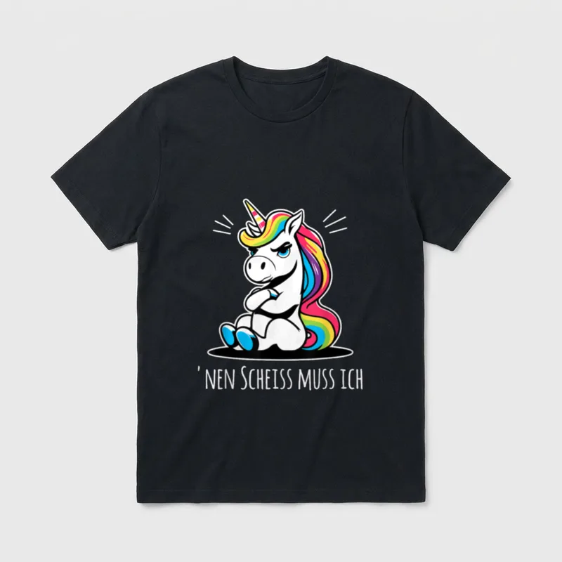 Lustiges Einhorn mit frechem T-Shirt – Klassisches T-Shirt in Schwarz