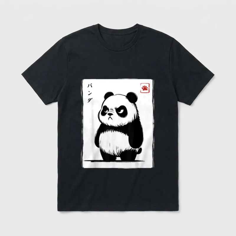 Kawaii Panda Tinte Japanische T-Shirt – Klassisches T-Shirt in Schwarz