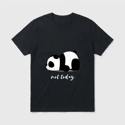 Not Today Faulenzer Tierliebhaber T-Shirt – Liegender Panda, darunter Schriftzug „not today“ – Klassisches T-Shirt in Schwarz