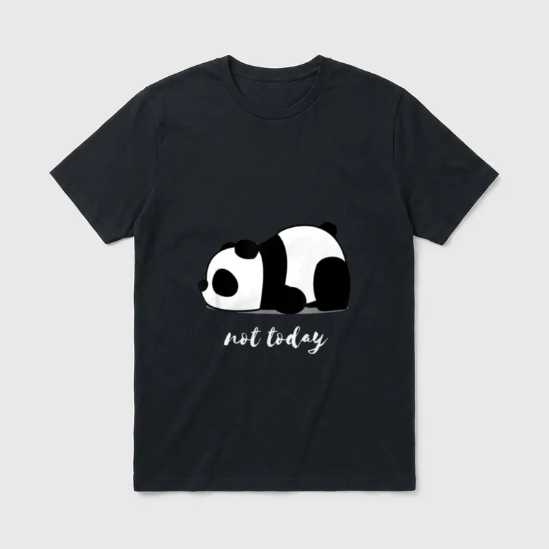 Not Today Faulenzer Tierliebhaber T-Shirt – Liegender Panda, darunter Schriftzug „not today“ – Klassisches T-Shirt in Schwarz