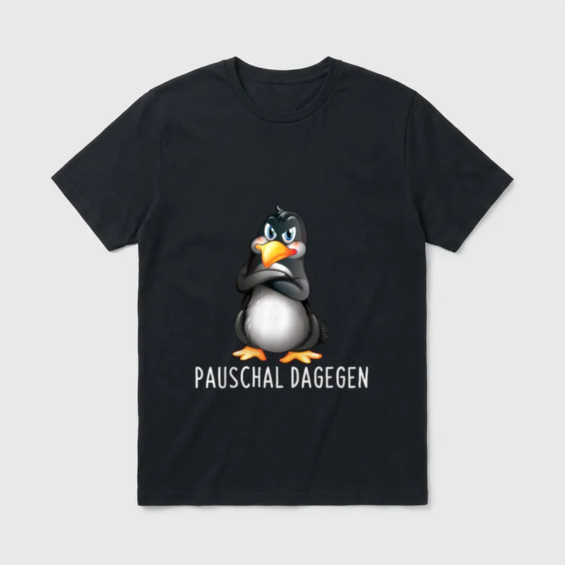 Pauschal Dagegen Lustiges Pinguin T-Shirt – Klassisches T-Shirt in Schwarz