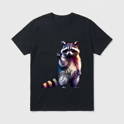 Waschbär Mittelfinger Mülleimer Panda T-Shirt – Klassisches T-Shirt in Schwarz