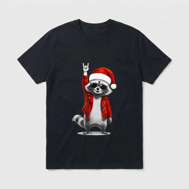 Rock Waschbär Weihnachtsmann Männer T-Shirt – Klassisches T-Shirt in Schwarz