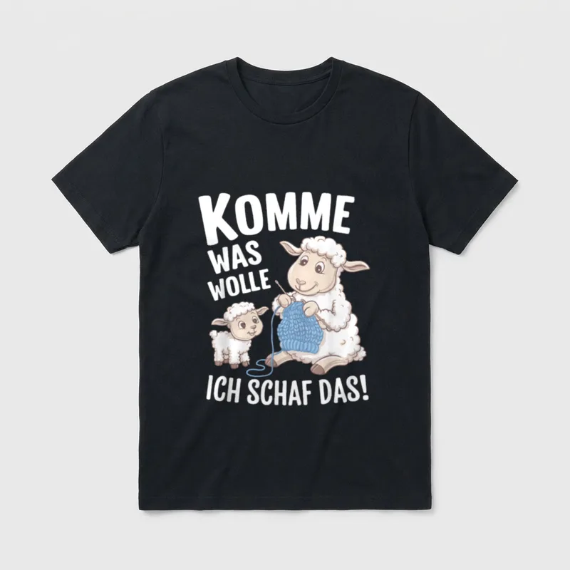 Lustiges Strickmotiv Komme was Wolle T-Shirt – Klassisches T-Shirt in Schwarz