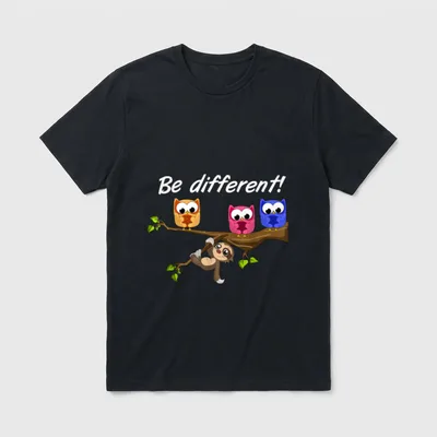 Be Different! Süßer Fun Spruch Eule T-Shirt – Klassisches T-Shirt in Schwarz