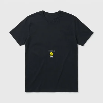 Psychisch am Ente Witzige T-Shirt – Schriftzug „Psychisch am Ente“ über kleiner gelber Ente – Klassisches T-Shirt in Schwarz