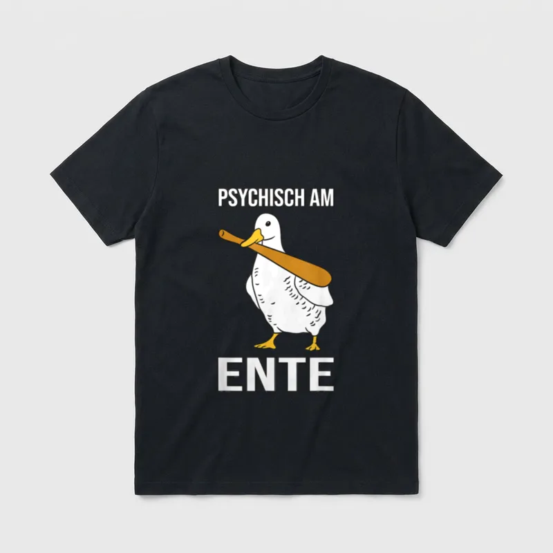 Psychisch am Ente lustiges Faultier, Frosch & Co. T-Shirt – Klassisches T-Shirt in Schwarz