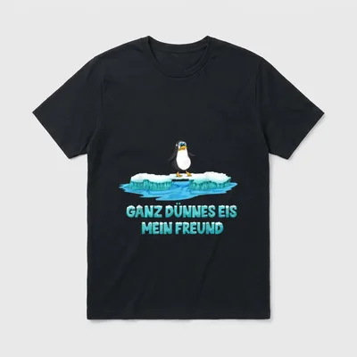 Pinguin sagt ganz dünnes Eis T-Shirt – Klassisches T-Shirt in Schwarz