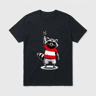 Österreichische Flagge Waschbär Lustig T-Shirt – Klassisches T-Shirt in Schwarz