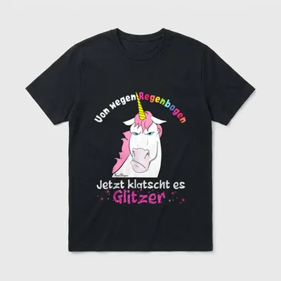 Böses Einhorn klatscht Glitzer T-Shirt – Klassisches T-Shirt in Schwarz