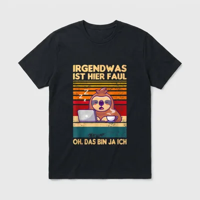Irgendwas ist hier faul Faultier, Frosch & Co. T-Shirt – Klassisches T-Shirt in Schwarz