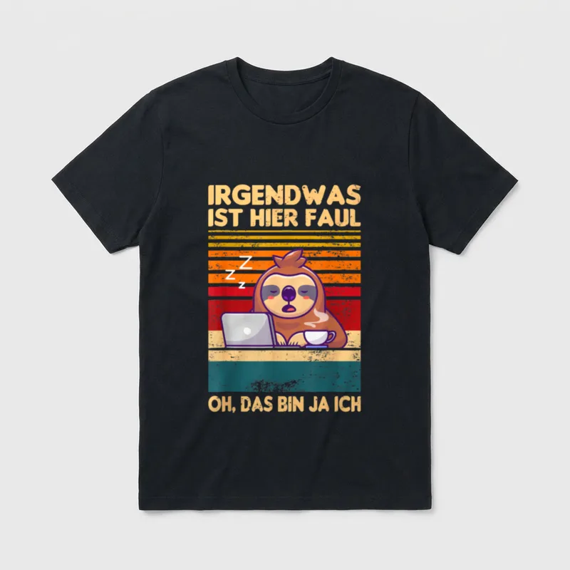 Irgendwas ist hier faul Faultier, Frosch & Co. T-Shirt – Klassisches T-Shirt in Schwarz