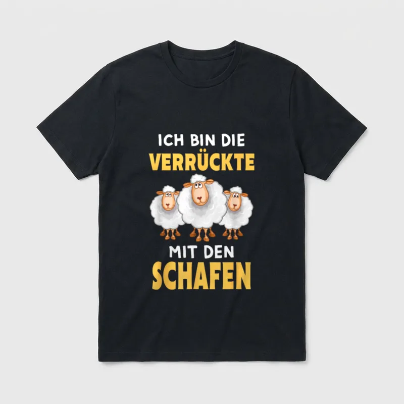 Ich bin die Verrückte Faultier, Frosch & Co. T-Shirt – Klassisches T-Shirt in Schwarz