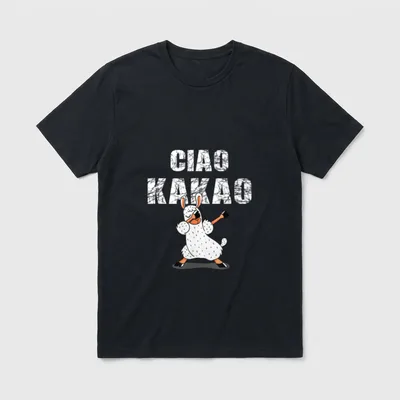 Ciao Kakao Lama Begrüßung T-Shirt – Schriftzug CIAO KAKAO über dabbendem Lama – Klassisches T-Shirt in Schwarz