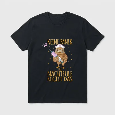 Keine Panik die Nachteule T-Shirt – Klassisches T-Shirt in Schwarz