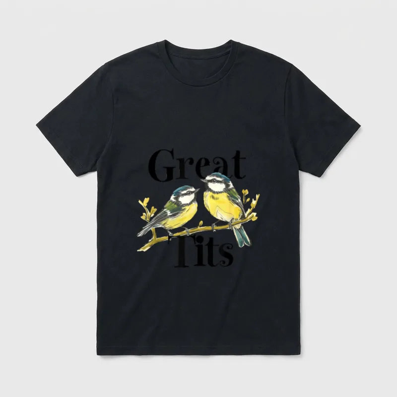 Great Tits lustiges Ornithologie T-Shirt – Klassisches T-Shirt in Schwarz