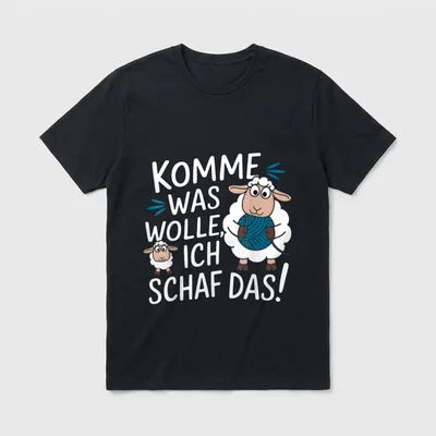 Lustiges Strick & Häkelmotiv T-Shirt – Klassisches T-Shirt in Schwarz