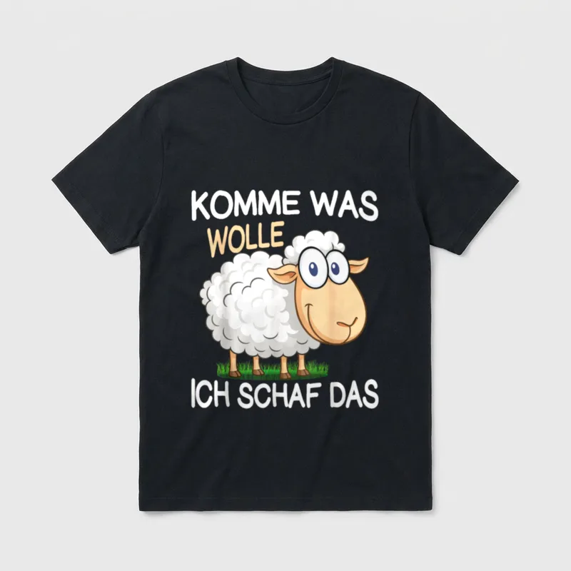 Schäfer KOMME WAS WOLLE T-Shirt – Klassisches T-Shirt in Schwarz