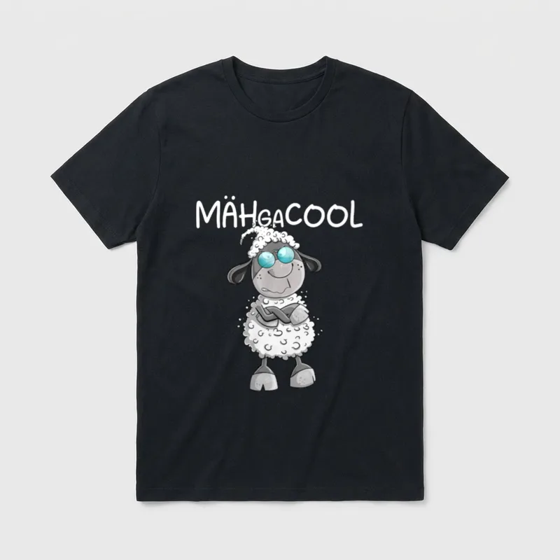 Megacool Schaf Mähgacool Wortspiel T-Shirt – Klassisches T-Shirt in Schwarz