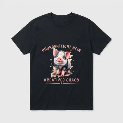 Lustiges Schwein Aquarell Design T-Shirt – Klassisches T-Shirt in Schwarz