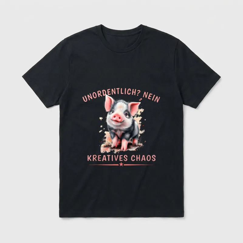 Lustiges Schwein Aquarell Design T-Shirt – Klassisches T-Shirt in Schwarz